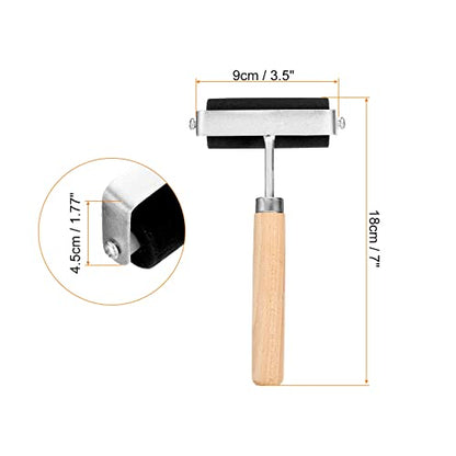 PATIKIL 3.5 Inch Rubber Roller Brayer, Anti Skid Hard Rubber Roller Tools for Wallpaper Art Craft Printing Printmaking Ink Stamping Tape Construction, Black
