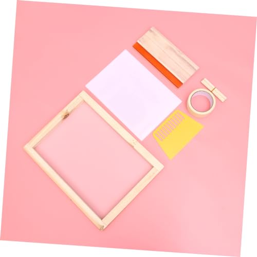 STOBOK Silk Screen Printing Kit with Squeegees Inkjet Transparency Film Frame and Mask Tape DIY Printing Projects and Family Activities