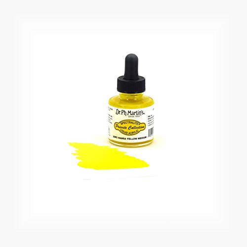 Dr. Ph. Martin's Spectralite Private Collection Liquid Acrylics (25PC) Arcylic Paint Bottle, 1.0 oz, Hansa Yellow Medium, 1 Bottle