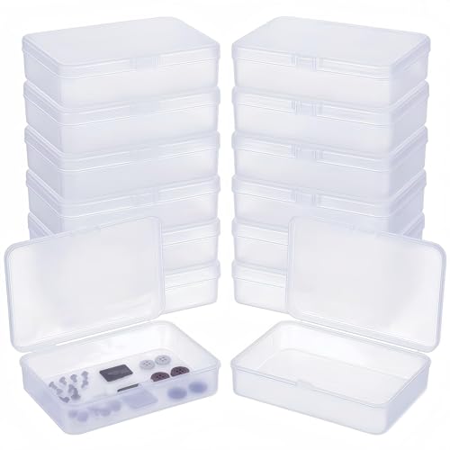 LJY 12 Pieces Rectangular Empty Mini Clear Plastic Organizer Storage Box Containers with Hinged Lids (4.5 x 3.3 x 1.1 inch, Frosted White) - color: White, size: 4.5 x 3.3 x 1.1 inch