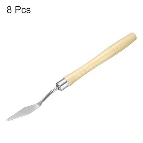 HARFINGTON 8pcs Palette Knife Painting Tool 6.3" Pointed Stainless Steel Blade Plastic Handle Spatula Painting Pallet Knife for Oil Canvas, Beige - color: Beige