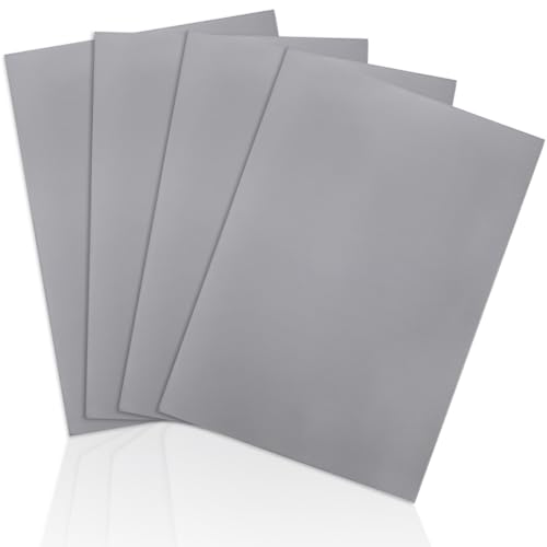 Tlence 4 Pack Rubber Stamp Sheets, 2.6 mm (0.1 inch) A4 Size Light Gray Rubber Pads, Soft Rubbers Mat for Engraving Machine Cutter, Laser Rubbers Carving Blocks Material to Making Custom Stamps