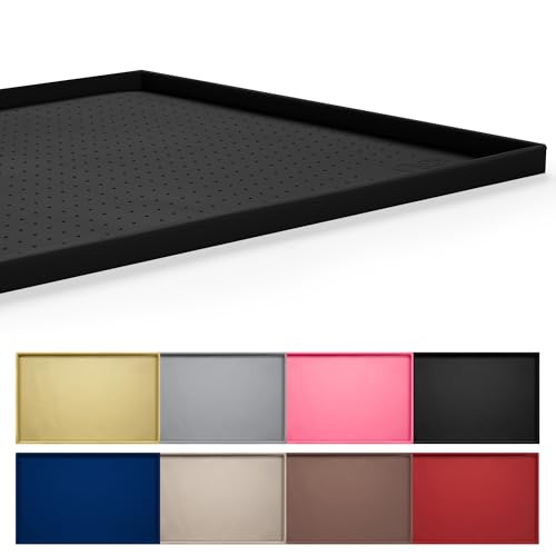 Hubulk Dog Feeding Mat,100% Waterproof Food Grade Silicone Pet Food and Water Bowl Placemat,Dishwasher, High Raised Edge to Prevent Spills,Nonslip Tray to Stop Messes on Floor (32"x24"x1.0", Black) - color: Black, size: 32"l X 24"w