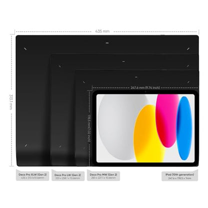 XPPen Wireless Drawing Tablet Deco Pro LW 2nd, 11 Inch Bluetooth Computer Graphics Tablet with X3 Pro Stylus & Mini Key-dial, Digital Drawing Pad for Animation, Digital Art, Video Editing - size: 11 Inch
