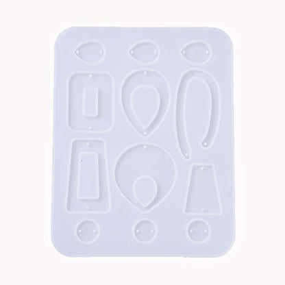 Craftdady 5pcs Earring Pendant Silicone Mold 8 Shapes Geometric Drop Rectangle Round Epoxy Resin Casting Mold for DIY Resin Jewelry Dangle Earring Keychain Making - color: Transaprent, Geometric-b