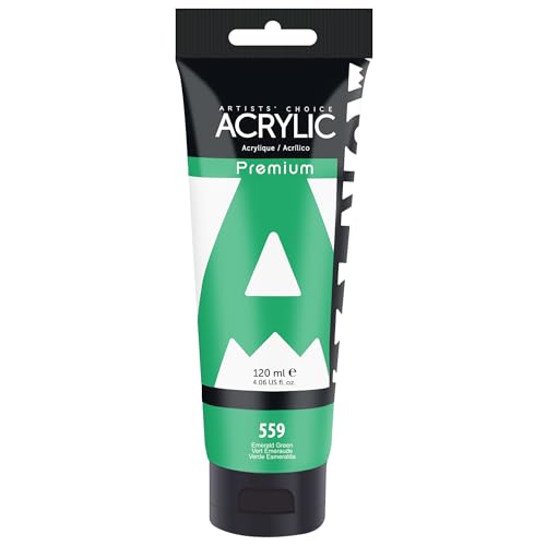 AUREUO Emerald Green Acrylic Paint, 4 Fl Oz / 120ml Single Tube, Rich Pigment Forest Green Color Art Craft Paints for Canvas, Rocks, Wood, Ceramic, Fabric - color: Emerald Green, size: 4 Fl Oz (Pack of 1)