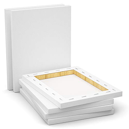 GOTIDEAL Stretched Canvas, 12x16 Inch Set of 6, Primed White - 100% Cotton Artist Canvas Boards for Painting, Acrylic Pouring, Oil Paint Dry & Wet Art Media - color: White, size: 12"x16"