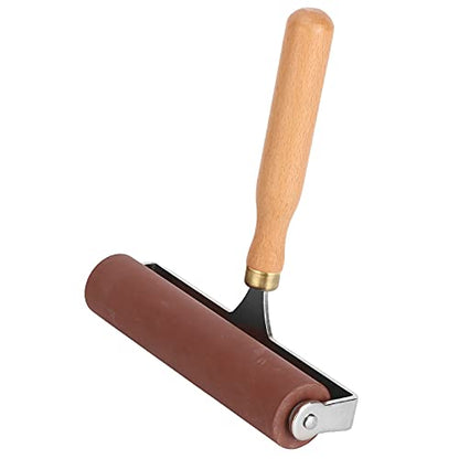 ALIESTFDNO Rubber Brayer Rollers 3-Piece Set 5.9in 3.9in 1.9in with Nonslip Plastic Handle for Printmaking Ink Block Stamping Scrapbooking (Rubber + Composite Wood)