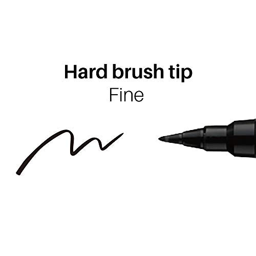 Kuretake Bimoji Fude Pen Fne, Hard brush tip,brush tip marking fude brush pen, for Calligraphy, lettering, illustration, Professional, Made in Japan - style: Fine(Hard brush tip)