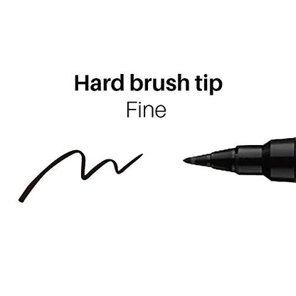 Kuretake Bimoji Fude Pen Fne, Hard brush tip,brush tip marking fude brush pen, for Calligraphy, lettering, illustration, Professional, Made in Japan - style: Fine(Hard brush tip)