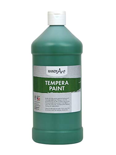Handy Art Premium Tempera Paint, Green, 32 oz Quart Bottle | Matte Finish, High Quality Pigments with Superior Opacity, Smooth & Bright Mixable Colors, Safe & Non-Toxic, Made in USA - color: Green, size: 32 Fl Oz