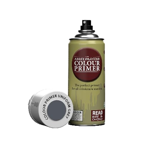 The Army Painter, Colour Primer: Uniform Grey, 400ml, 13.5oz - Acrylic Spray Undercoat for Miniature Painting - Spray Primer for Plastic Miniatures - color: Uniform Grey