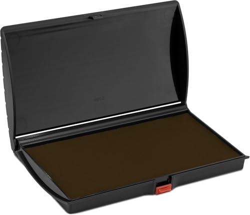 Large Premium Brown Ink Stamp Pad - 3" by 6" - Quality Felt Pad - Case with Closing snap - color: Brown, size: 3" x 6"