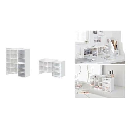 Stacking Marker 6-grid Inclined Pen Slots Large Capacity Desk Marker Storage Holder With 3 Drawers - color: Double layer