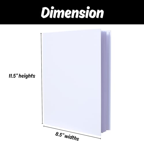 6 Pack Hardcover Blank Book,6x8 Inch Unlined Sketchbook Journal - 18 Sheets/36 Pages Each, Bulk Pack of White Hardcover Blank Books for Writing, Drawing Make Your Own Book, Multi-Purpose for Students & Adults - size: 8.5x11 inch