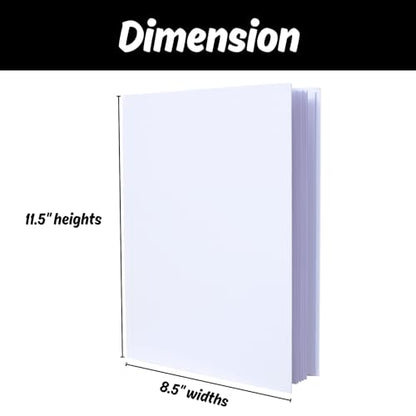 6 Pack Hardcover Blank Book,6x8 Inch Unlined Sketchbook Journal - 18 Sheets/36 Pages Each, Bulk Pack of White Hardcover Blank Books for Writing, Drawing Make Your Own Book, Multi-Purpose for Students & Adults - size: 8.5x11 inch
