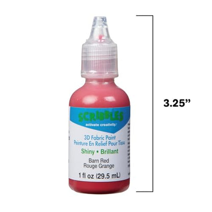 Scribbles 13904 3D Fabric Paint Shiny- Barn Red - color: Red, size: 1 Fl Oz (Pack of 1)