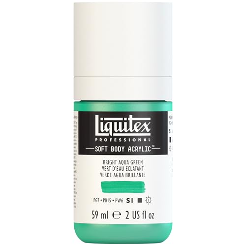 Liquitex Professional Soft Body Acrylic Paint, 59ml (2-oz) Bottle, Bright Aqua Green - color: Bright Aqua Green, style: 2-oz Bottle