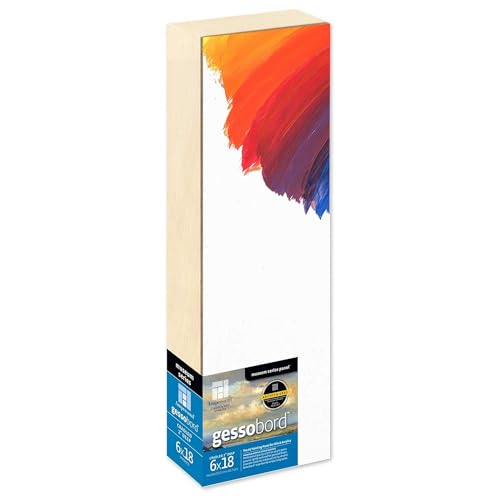 Ampersand Art Supply Museum Series Gessobord | 6x18 | 2" Cradled Profile | Gesso Wood Painting Panel for Oil and Acrylic Paint & Mixed Media | Canvas Panel Alternative in Professional Art Supplies