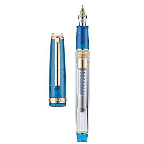 Set of 3 Jinhao 82 Fountain Pens Transparent Starry Sky Color Acrylic Extra Fine Point Gold Trim with Converter - color: Starry Sky, style: Extra Fine Nib