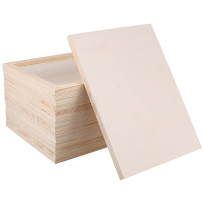 15 PCS 9x12 Inch Wood Canvas, Rectanglar Painting Canvas Board, Unfinished Wooden Panel Boards for Painting, Pouring Art Projects, DIY Craft - size: 9x12 Inch