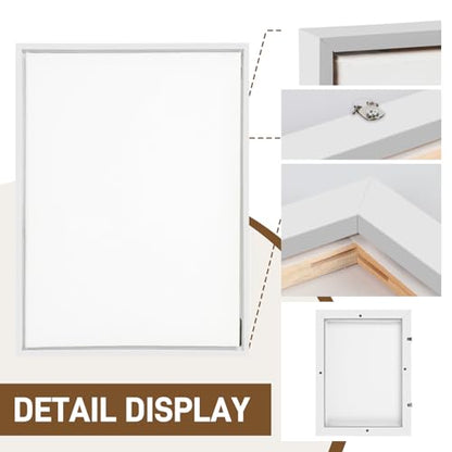 Canvas Floating Frame, Canvas Frame 0.75 inches deep Floater for Canvas Panel Oil Painting Wall Art Prints (White, 15.7x23.6) - color: White, size: 15.7x23.6