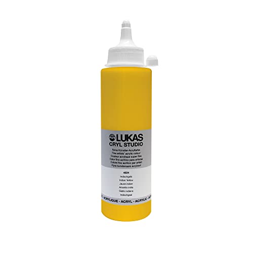 Lukas CRYL Studio Artist Acrylic Paint, Indian Yellow, 250 ml Bottle - High Pigment Acrylic Paints for Canvas Painting, Large Scale Works - Medium-Viscosity, Water-Mixable, Fast Drying - color: Indian Yellow, size: 8.5 Fl Oz (Pack of 1)