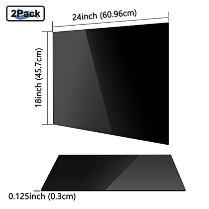 Black Acrylic Sheet 18" x 24" x 1/8", 2 Pack Black Cast Acrylic Sheets Glass Alternative for Sign DIY Display Projects Photo Frame Craft Handcraft Painting - color: Black, size: 18" x 24" x 1/8"