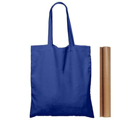 NPBAG 15 Pack 15'' X 16'' Blue Cotton Tote Bags, Lightweight Blank Bulk Cloth bags with 1pc of PTFE Teflon Sheet - color: Blue, size: Medium