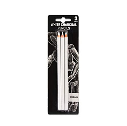BXT 3pcs White Charcoal Pencils for Highlight,Drawing - color: 3pcs white
