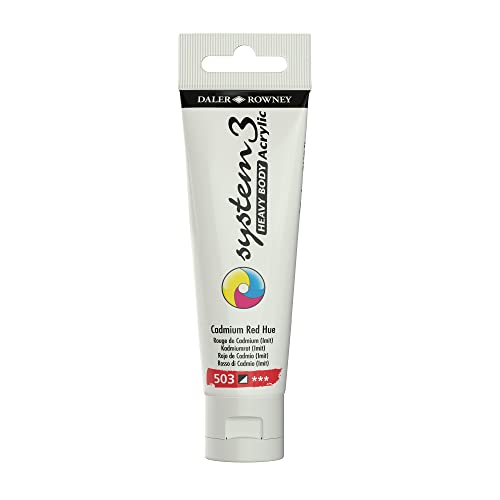 Daler Rowney System3 Cadmium Red Hue Heavy Body Acrylic Paint - 59ml Art Paint for Artists and Students - Artist Paint for Canvas Murals and More - Thick Acrylic Paint for All Skill Sets