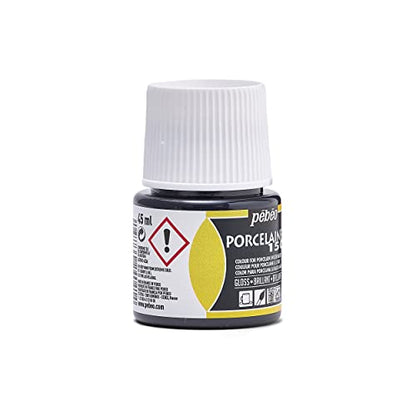 Pebeo Porcelaine 150, Water-Based High-Gloss Color Porcelain Paint, 45 ml Bottle - Abyss Black - color: Abyss Black