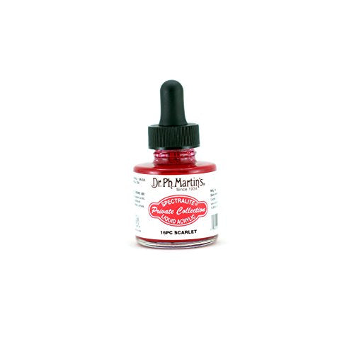 Dr. Ph. Martin's Spectralite Private Collection Liquid Acrylics (16PC) Arcylic Paint Bottle, 1.0 oz, Scarlet, 1 Bottle