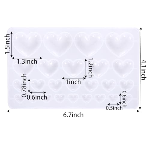 HOVEOX 3 Pieces Heart Shape Resin Molds Resin Heart Molds Heart Shape Resin Molds Silicone for Heart Resin Molds Craft (3)