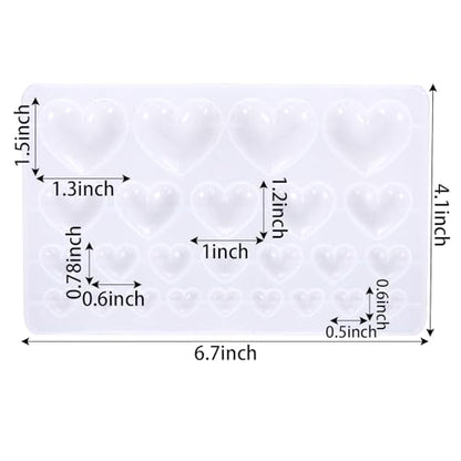 HOVEOX 3 Pieces Heart Shape Resin Molds Resin Heart Molds Heart Shape Resin Molds Silicone for Heart Resin Molds Craft (3)