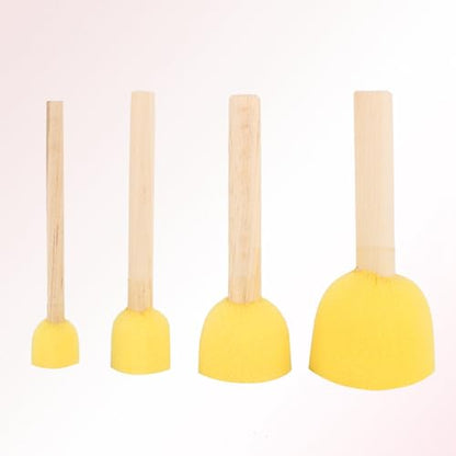 Jeanoko Assorted Foam Paint Brushes with Wooden Handle, 4 Various Sizes Sponge Brush Kit for Children Crafting and Art Projects