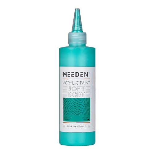 MEEDEN Soft Body Acrylic Paint: Emerald Green Matte Finish - 250ml/8.45oz Bulk Acrylic Colors in Ergonomic Bottle - Fluid Flow Art Paints for Artists Canvas Painting - color: Emerald Green
