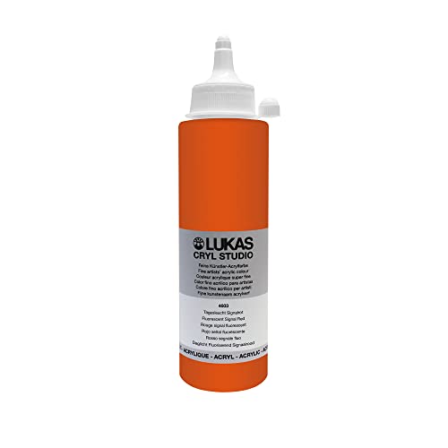 Lukas CRYL Studio Artist Acrylic Paint, Fluorescent Signal Red, 250 ml Bottle - High Pigment Acrylic Paints for Canvas Painting, Large Scale Works - Medium-Viscosity, Water-Mixable, Fast Drying - color: Fluorescent Signal Red, size: 250 ml Bottle