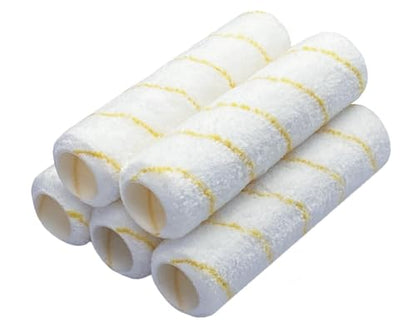 Great Andrew 5-Pack Paint Roller Covers 9 Inch, 1/2" Nap Microfiber Paint Roller Kit for Painting Projects on Smooth Textured Rough Surfaces, Walls, Ceilings, Houses, etc - size: 5pcs, 9", Microfiber