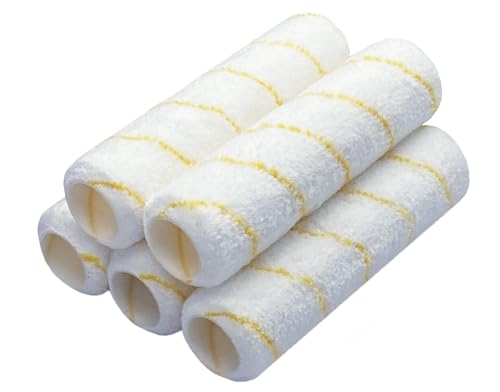 Great Andrew 5-Pack Paint Roller Covers 9 Inch, 1/2" Nap Microfiber Paint Roller Kit for Painting Projects on Smooth Textured Rough Surfaces, Walls, Ceilings, Houses, etc - size: 5pcs, 9", Microfiber