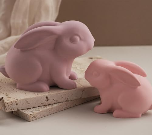 Wehous 2PCS Rabbit Silicone Molds, 3D Rabbit Resin Candle Soap Molds, Easter Cute Bunny Animal Epoxy Resin Casting Concrete Clay Mold, Unique Display Mold DIY Art Crafts Wall Hanging Easter Decor - color: 2x Rabbit