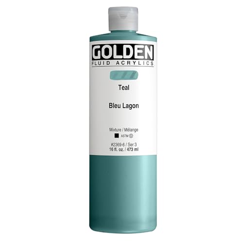 GOLDEN Fluid Acrylics, Teal, 16 fl. oz. Bottle, Professional Acrylic Paint, Opaque