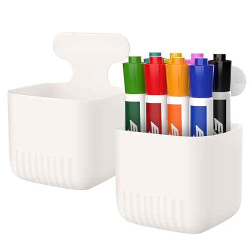 MoKo Magnetic Dry Erase Marker Holder 2Pack, Magnetic Marker Holder for Whiteboard, Pen Case Pencil Storage Organizer for Office, Locker, Refrigerator, White - color: White