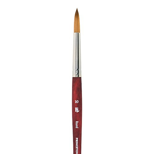 Princeton Velvetouch Round Brush, Synthetic, Short Handle, Size 10, 1 Count - color: Scarlet, size: Size 10