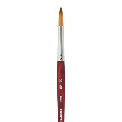 Princeton Velvetouch Round Brush, Synthetic, Short Handle, Size 10, 1 Count - color: Scarlet, size: Size 10