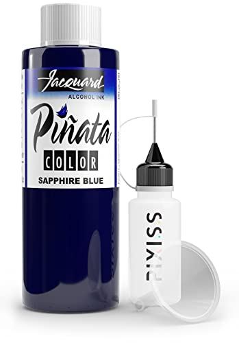 Sapphire Blue Alcohol Ink 4-Ounce, Pixiss 20ml Needle Tip Applicator Bottle and Funnel, Bundle for Yupo and Resin - color: Sapphire