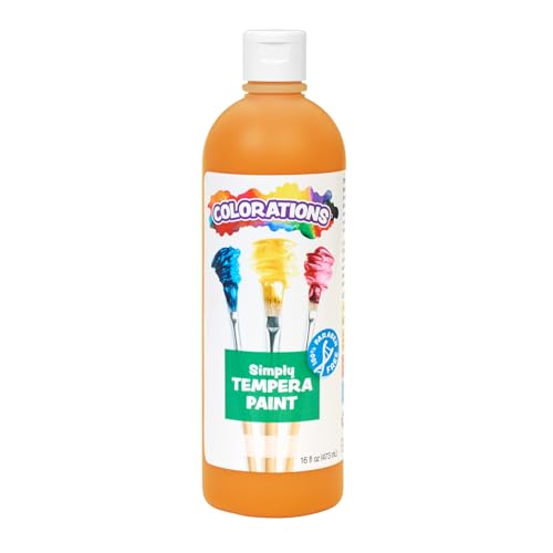 Colorations Paraben-Free Tempera Paint for Kids - Orange, 16 Ounce Bottle, Non-Toxic and Made in The USA - color: Orange