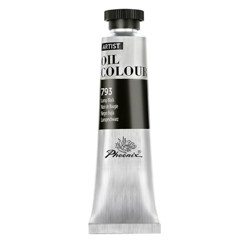 PHOENIX Lamp Black Oil Paint - 40ml / 1.35 Fl oz. Single Tube - Artist Quality Oil Based Paint for Professionals - color: Lamp Black