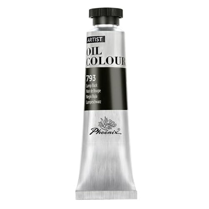 PHOENIX Lamp Black Oil Paint - 40ml / 1.35 Fl oz. Single Tube - Artist Quality Oil Based Paint for Professionals - color: Lamp Black