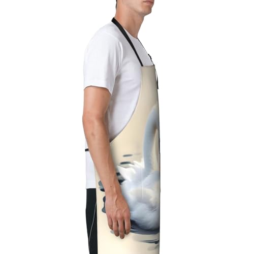Cartoon heart sun Heavy Duty Waterproof Apron with Pockets for AdultsResistant Grilling, Gardening, Painting - color: Cute Little Swan